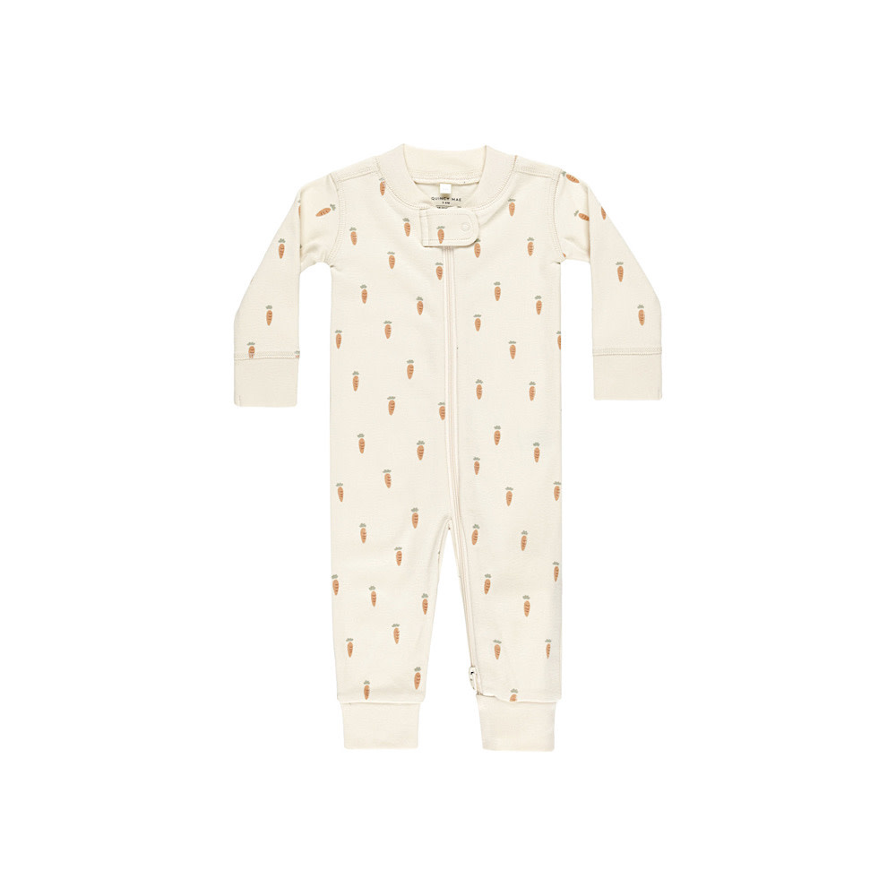 Quincy Mae Quincy Mae Zip Long Sleeve Sleeper Romper - Carrots