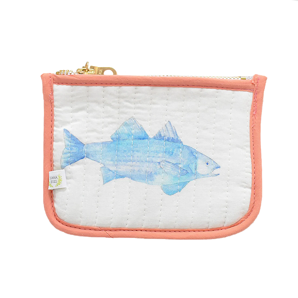 Sara Fitz Sara Fitz Quilted Coin Pouch - Blue Fish