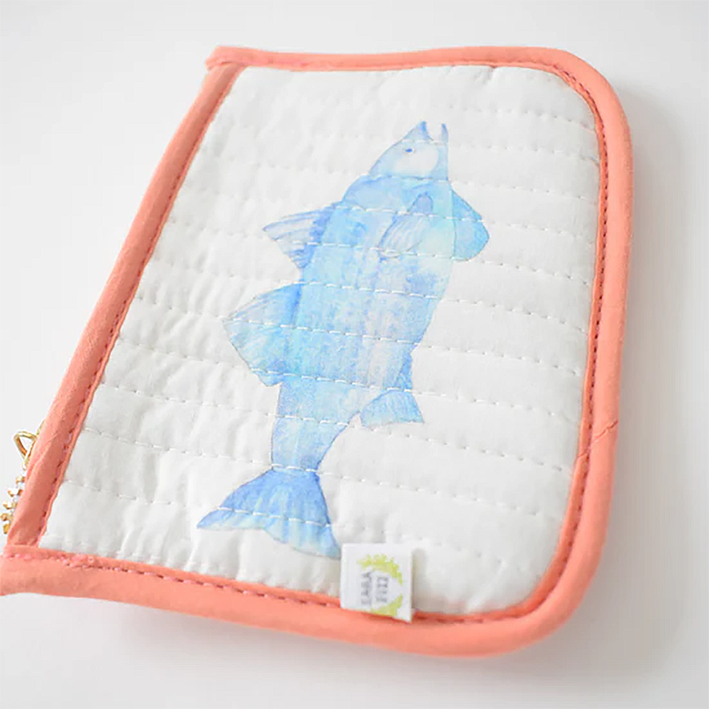 Sara Fitz Quilted Coin Pouch - Blue Fish