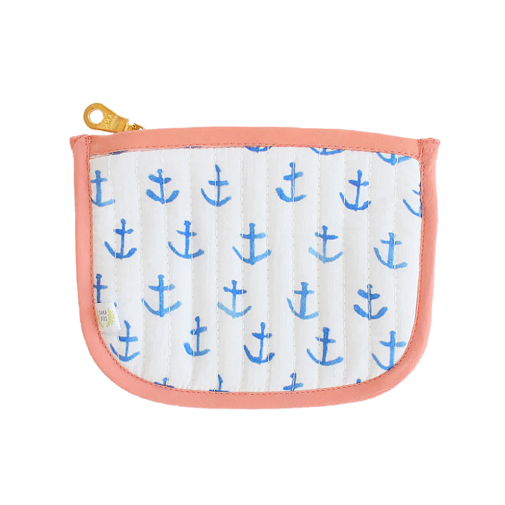 Sara Fitz Sara Fitz Quilted Coin Pouch - Anchor