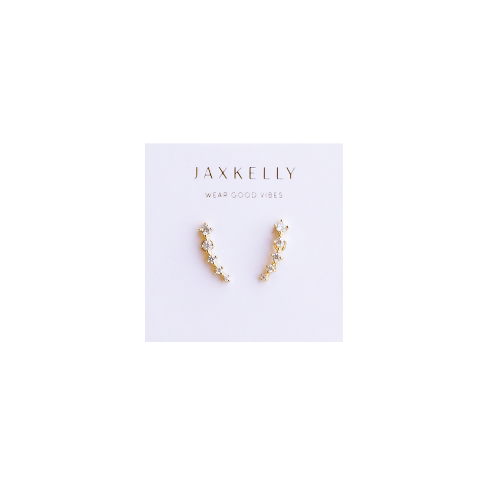 JaxKelly JaxKelly Crawler Gold Stud Earrings - White Cz