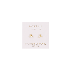 JaxKelly JaxKelly Trio Cluster Gold Stud Earrings - Pearl