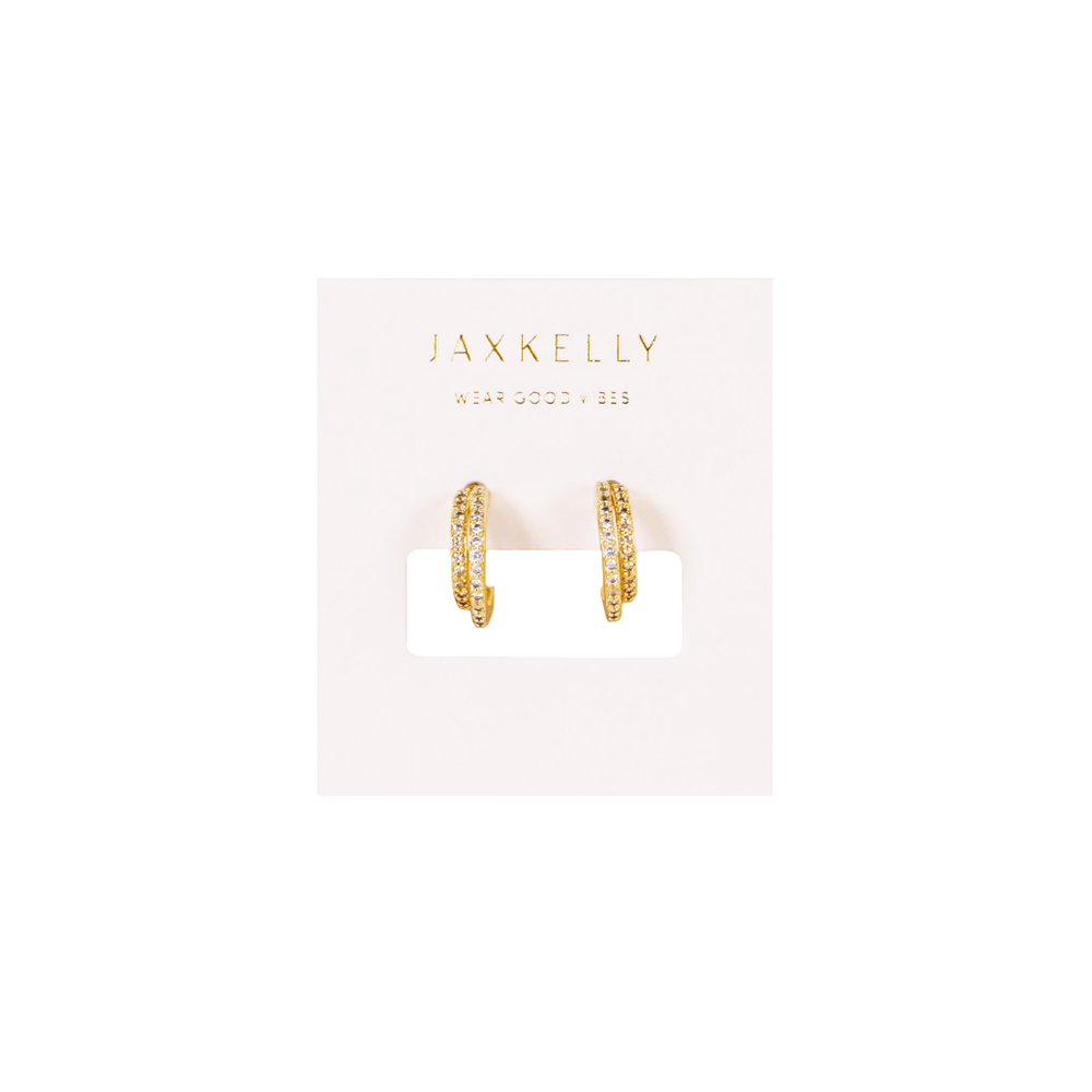 JaxKelly Double Champagne Hoop Earrings - Gold