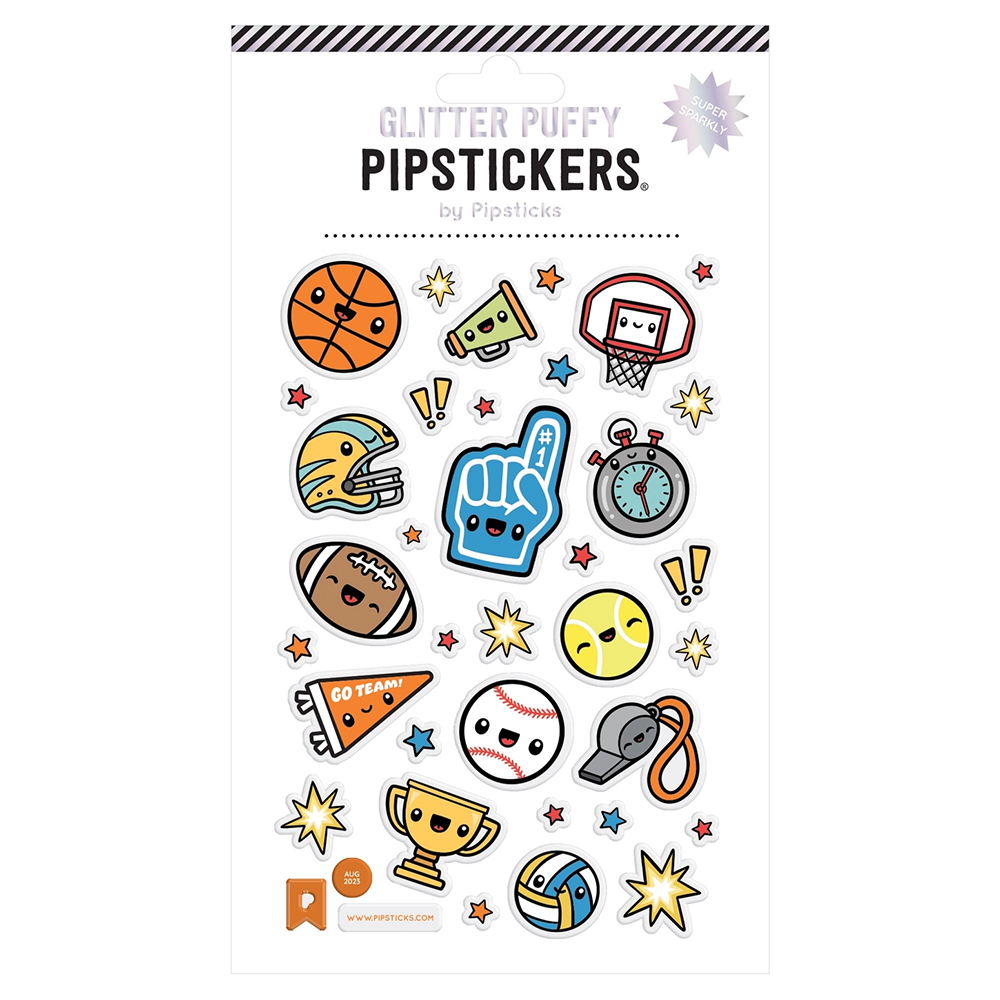 Pipsticks Pipsticks Glitter Puffy Sticker Sheet - Good Sports