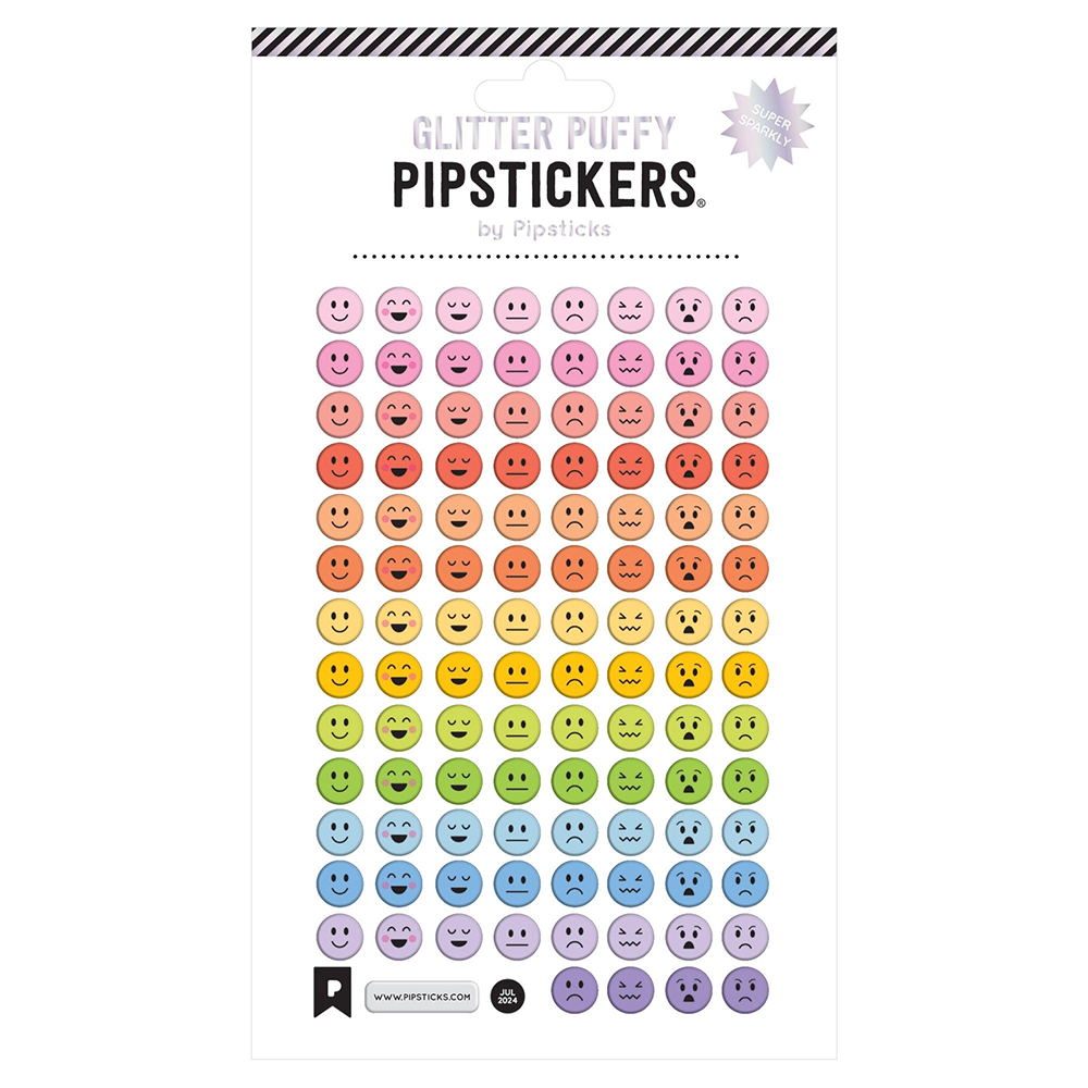 Pipsticks Pipsticks Glitter Puffy Sticker Sheet - Emoji Rainbow
