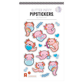 Pipsticks Pipsticks Glitter Puffy Sticker Sheet - Axolotl Fun