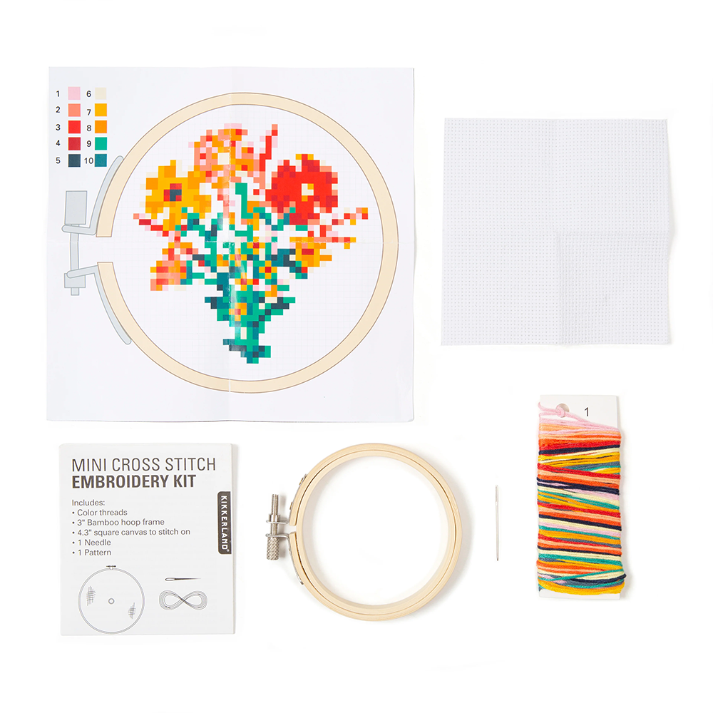 Mini Cross Stitch Embroidery Kit - Flowers