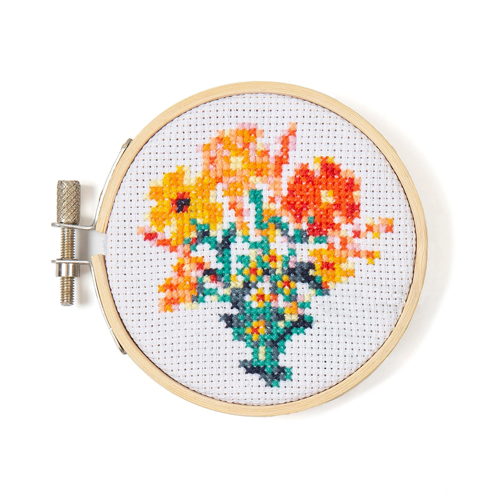 Mini Cross Stitch Embroidery Kit - Flowers