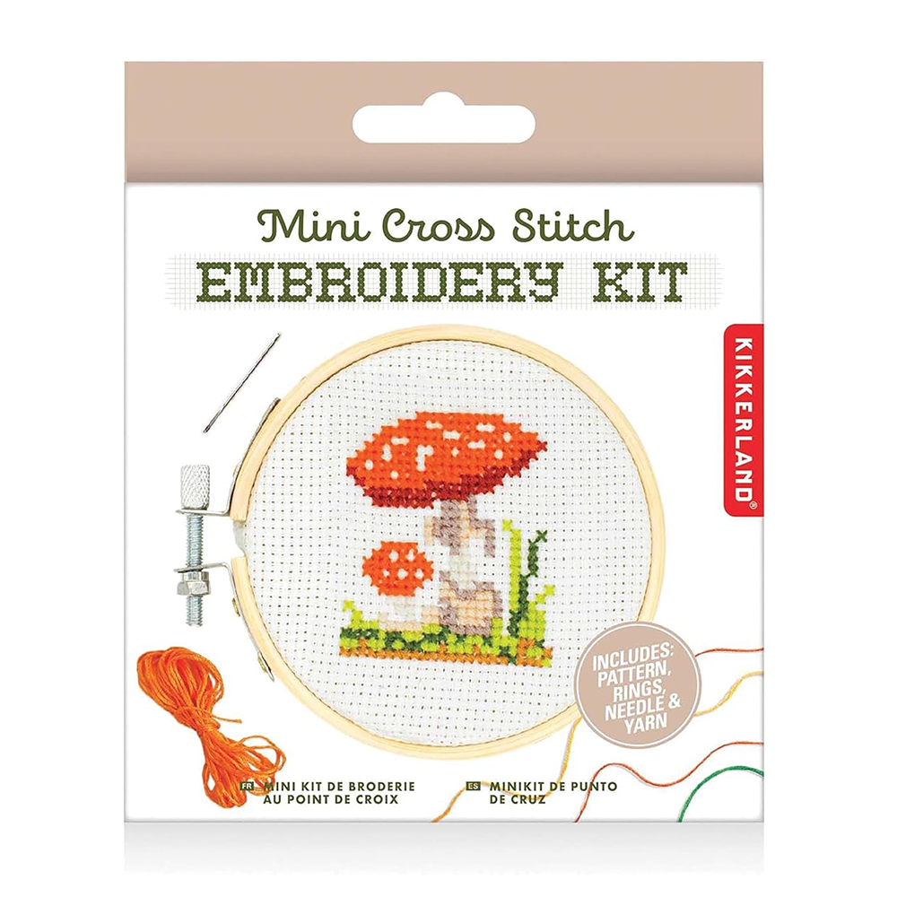 Mini Cross Stitch Embroidery Kit - Mushroom