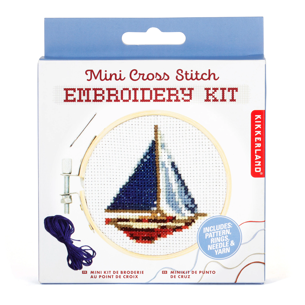 Mini Cross Stitch Embroidery Kit - Sailboat