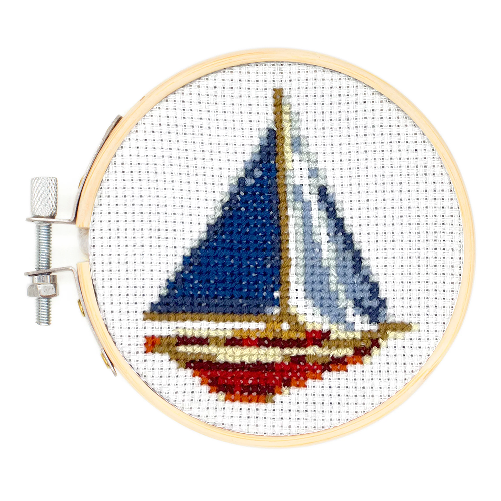 Mini Cross Stitch Embroidery Kit - Sailboat
