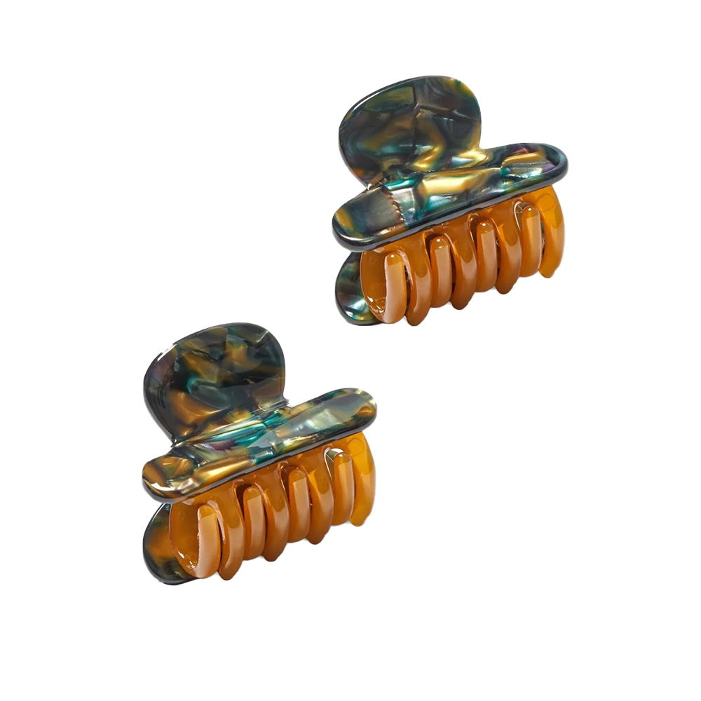 Machete Twin Claw Hair Clips - Green Tortoise