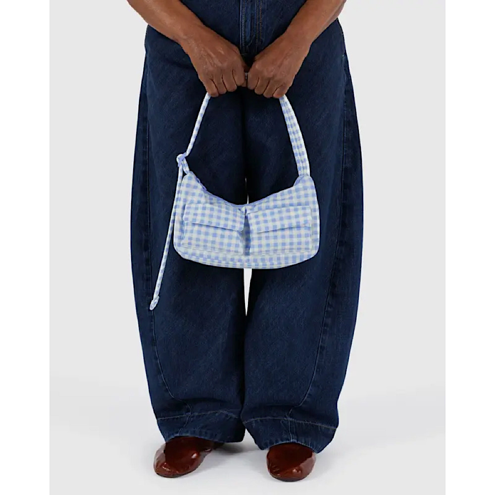 Baggu Cargo Shoulder Bag - Light Blue Gingham