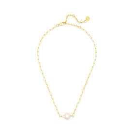 Pura Vida Pura Vida - Pearl Paperclip Chain Choker - Gold