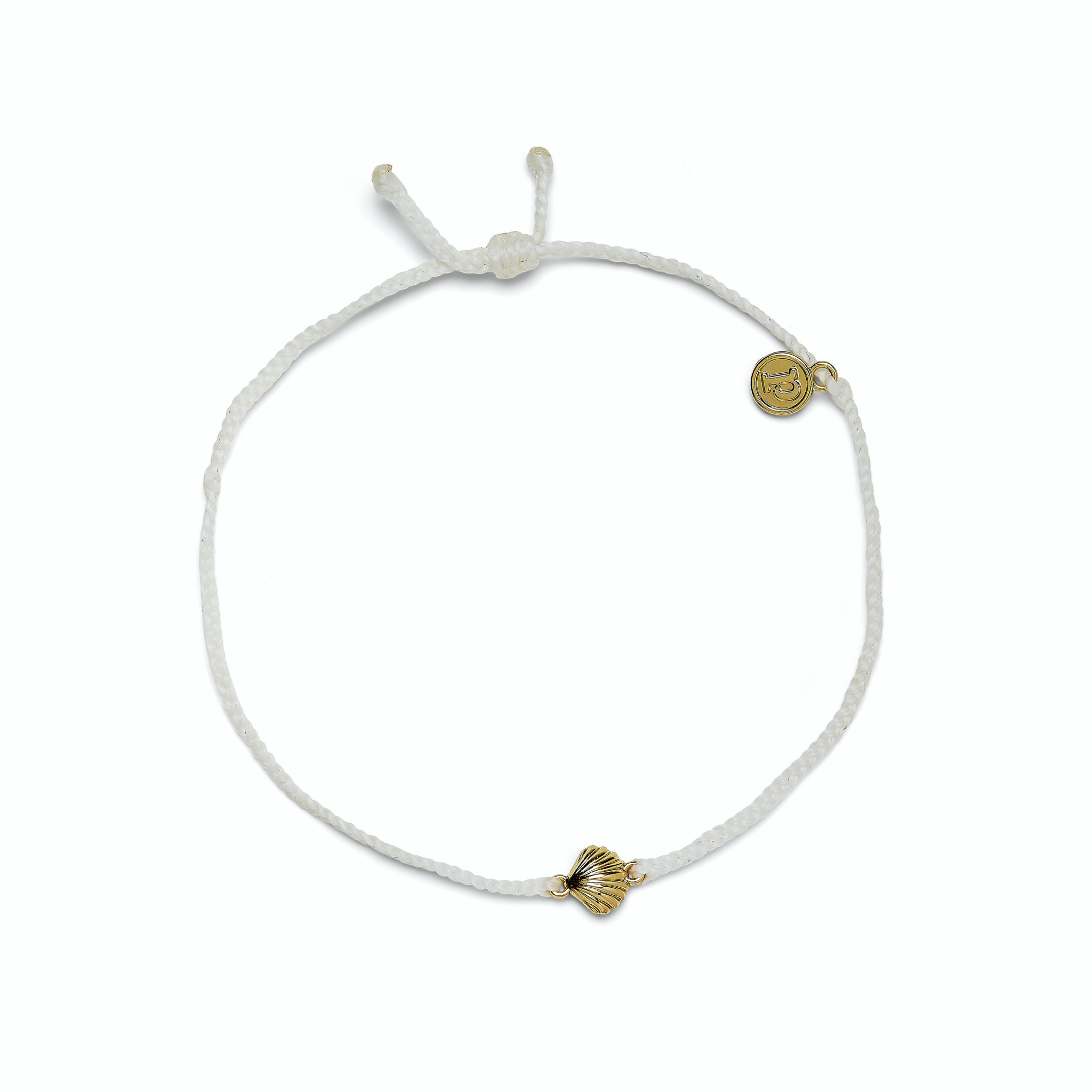 Pura Vida Charm Anklet - Gold Scallop - White