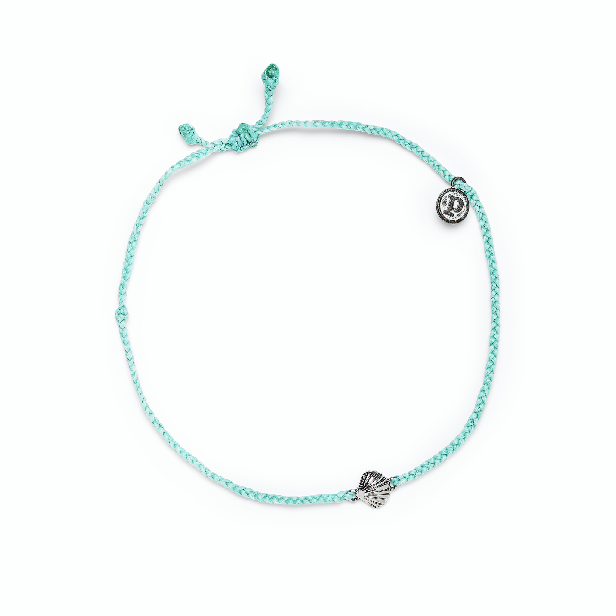 Pura Vida Charm Anklet - Silver Scallop - Sea Foam
