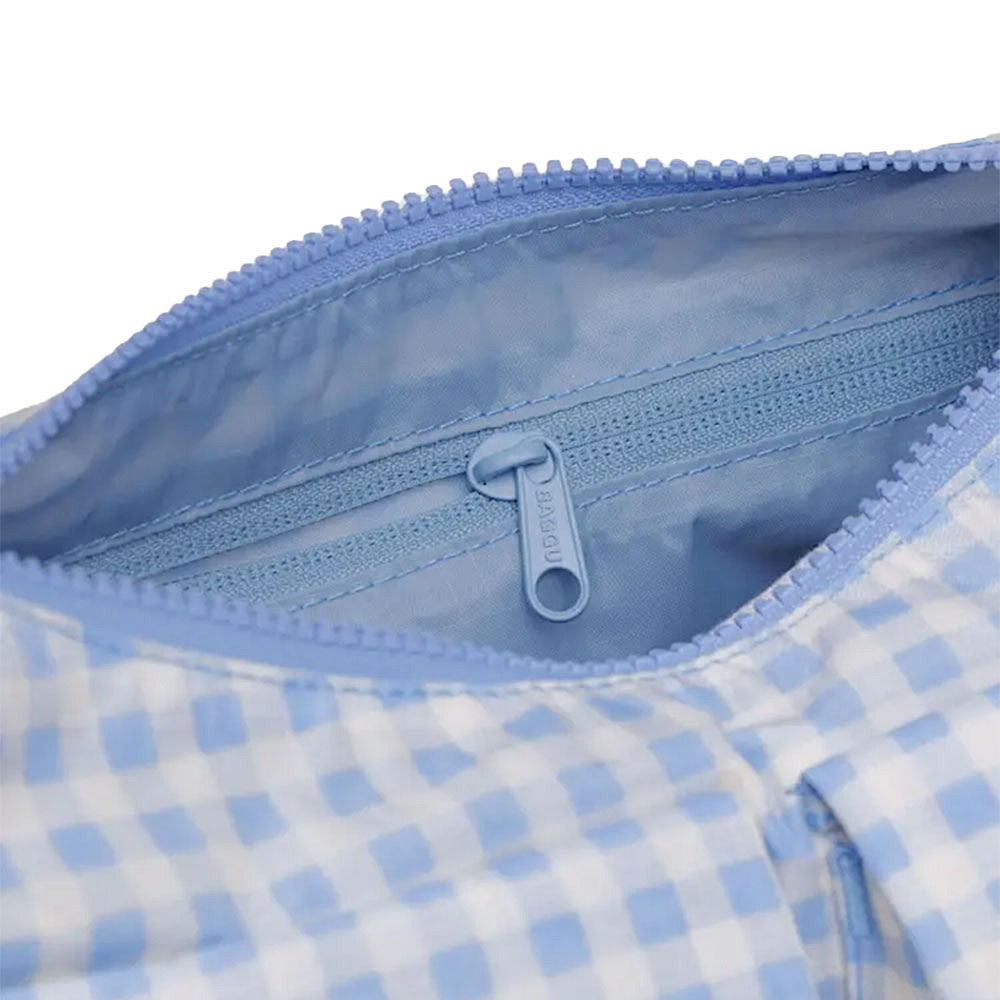 Baggu Cargo Shoulder Bag - Light Blue Gingham