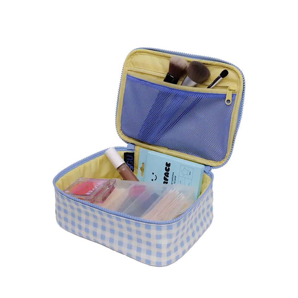 Baggu Small Cosmetic Case - Light Blue Gingham