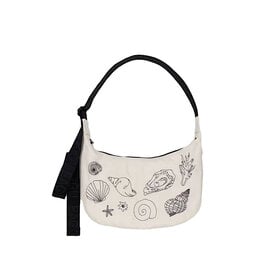 Baggu Baggu Medium Nylon Crescent Bag - Embroidered Shells
