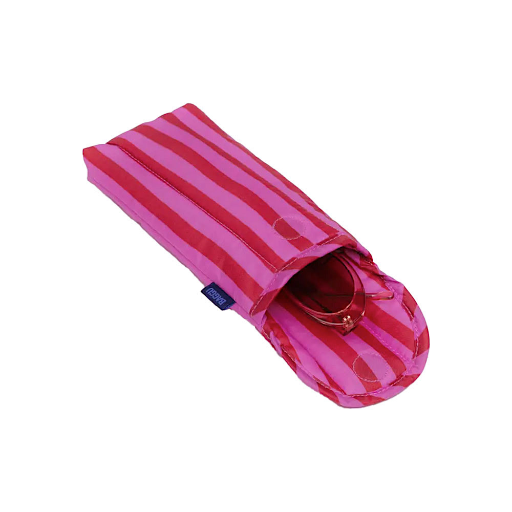 Baggu Puffy Glasses Sleeve - Pink Red Painter Stripe