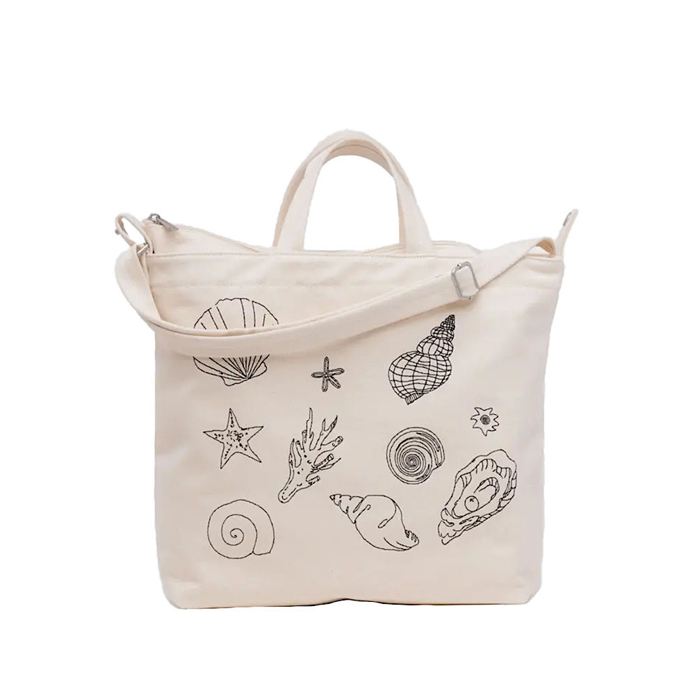 Baggu Horizontal Zip Duck Bag - Embroidered Shells