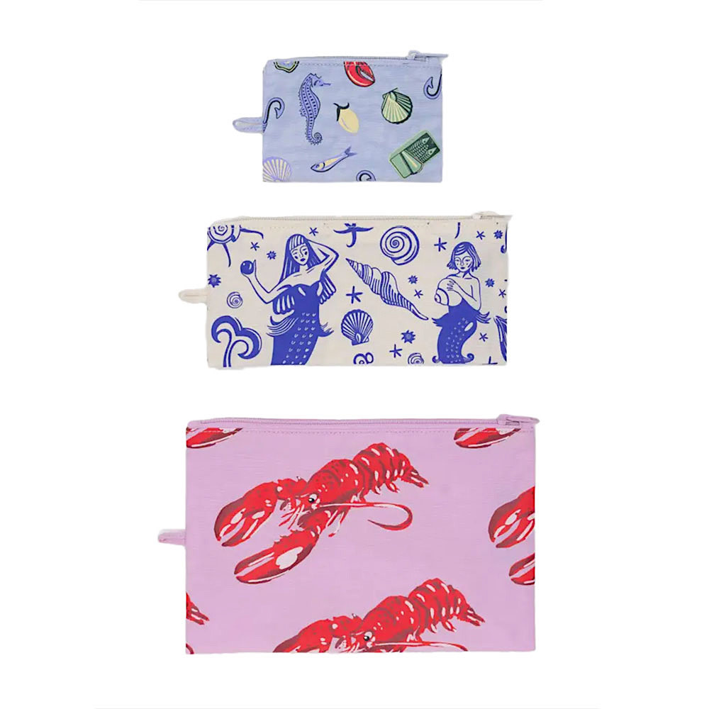 Baggu Flat Pouch Set - Sea Creatures