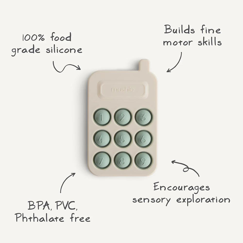 Mushie Phone Press Toy - Cambridge Blue