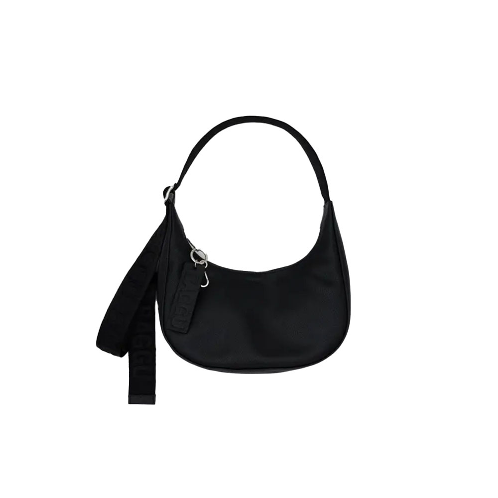 Baggu Recycled Leather - Small Crescent Bag - Black