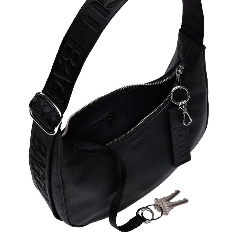 Baggu Recycled Leather - Small Crescent Bag - Black