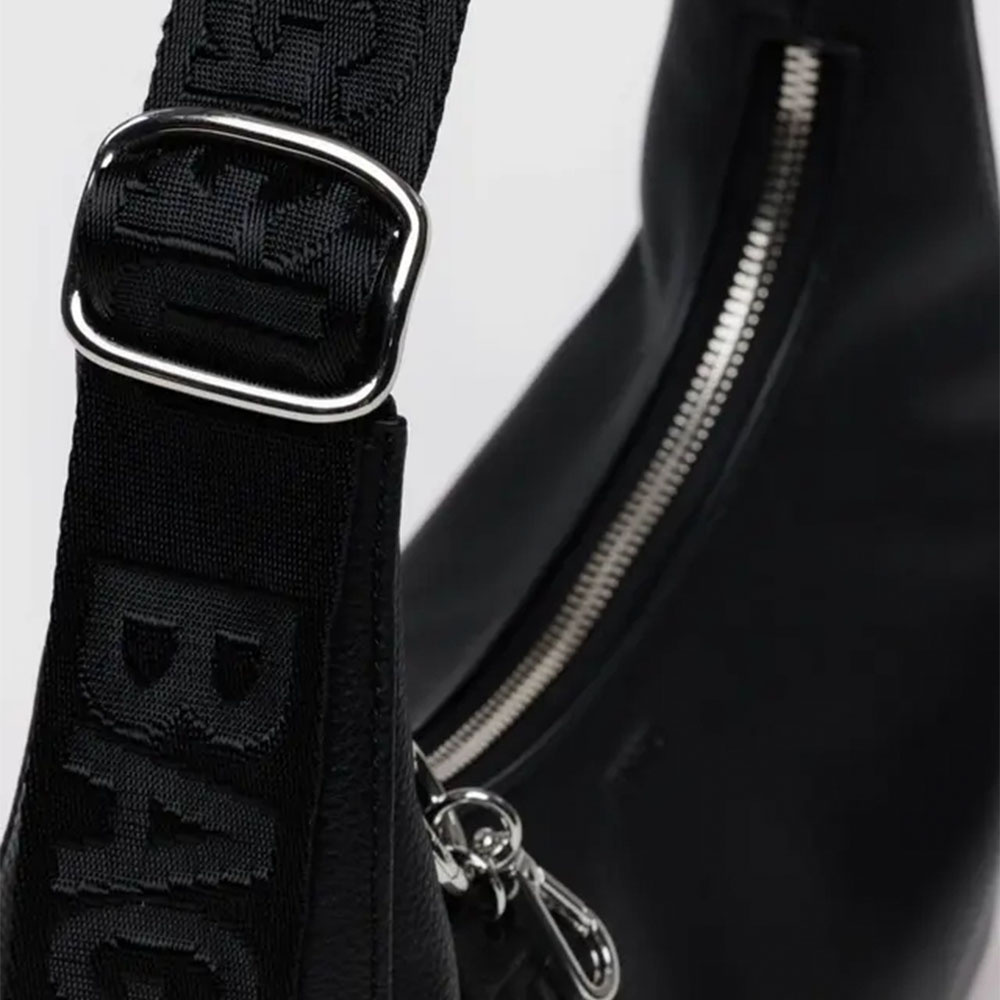 Baggu Recycled Leather - Small Crescent Bag - Black