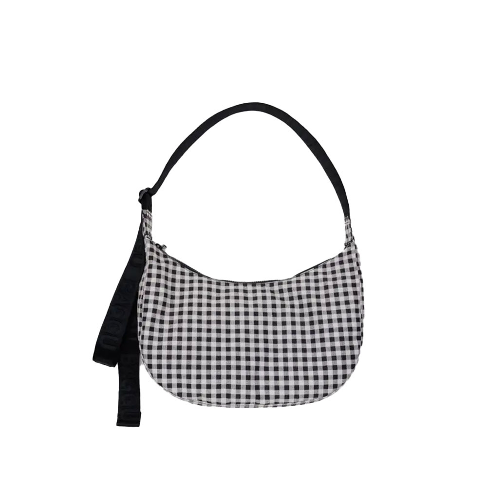 Baggu Medium Nylon Crescent Bag - Black Gingham