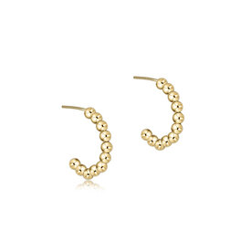 ENewton ENewton Classic Beaded Gold Post Hoop Earrings - 1 Inch - 3mm