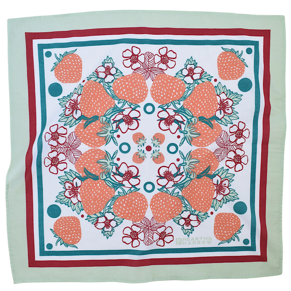 Hearth & Harrow Cotton Bandana - Strawberry Patch