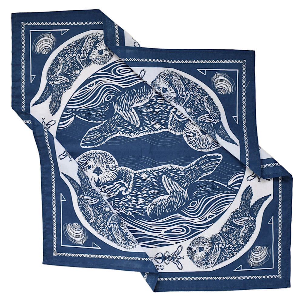 Hearth & Harrow Cotton Bandana - Navy Otters