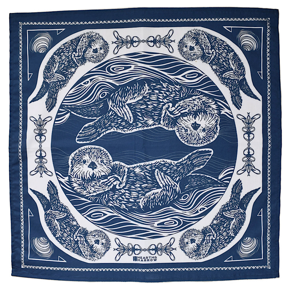 Hearth & Harrow Cotton Bandana - Navy Otter