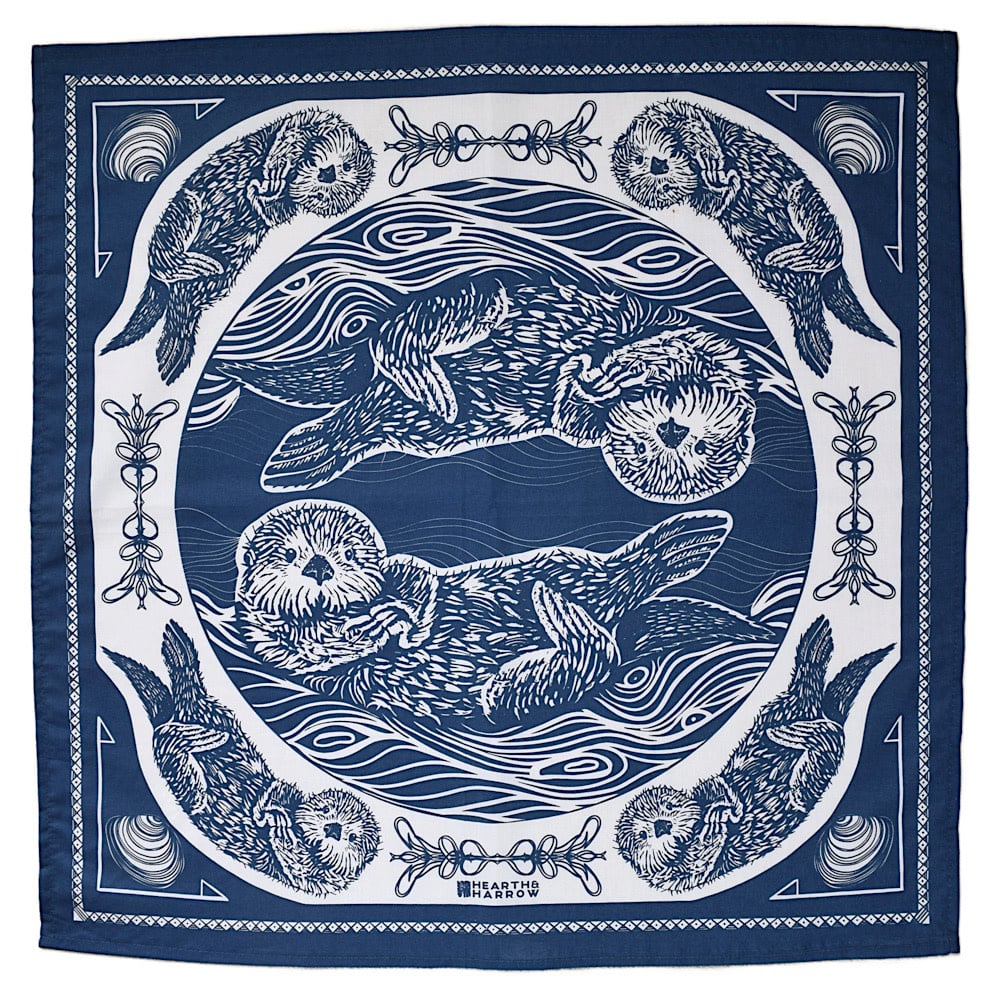 Hearth & Harrow Cotton Bandana - Navy Otters