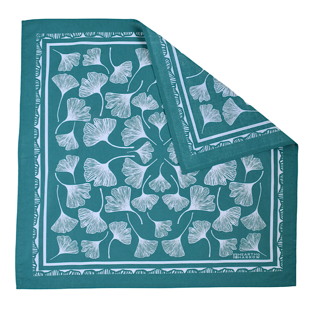 Hearth & Harrow Cotton Bandana - Green Ginko Leaf
