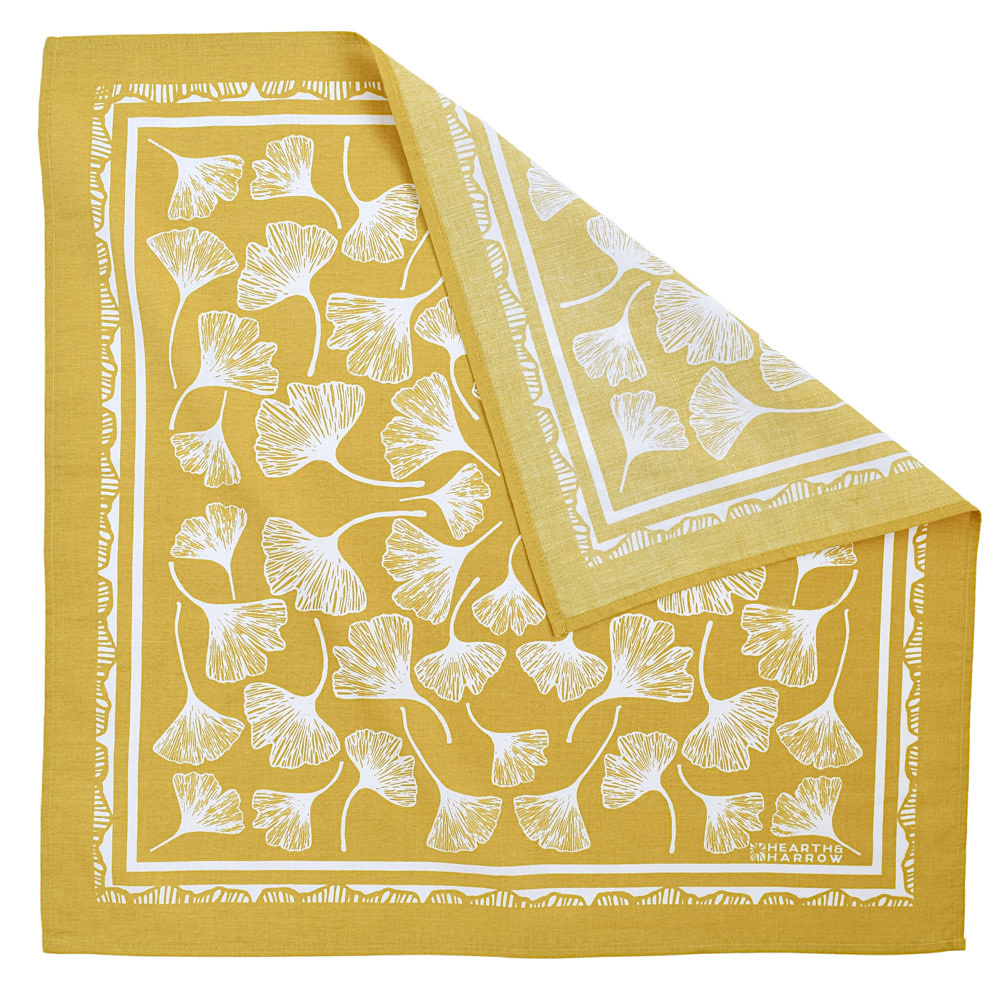 Hearth & Harrow Cotton Bandana - Yellow Ginko Leaf