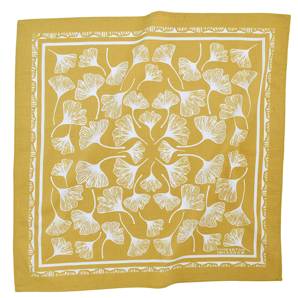 Hearth & Harrow Cotton Bandana - Yellow Ginko Leaf