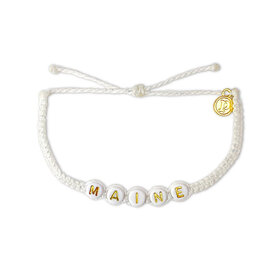 Pura Vida Pura Vida - Alphabet Bead Bracelet - Custom MAINE - White