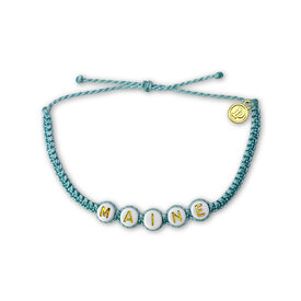 Pura Vida Pura Vida - Alphabet Bead Bracelet - Custom MAINE - Seafoam