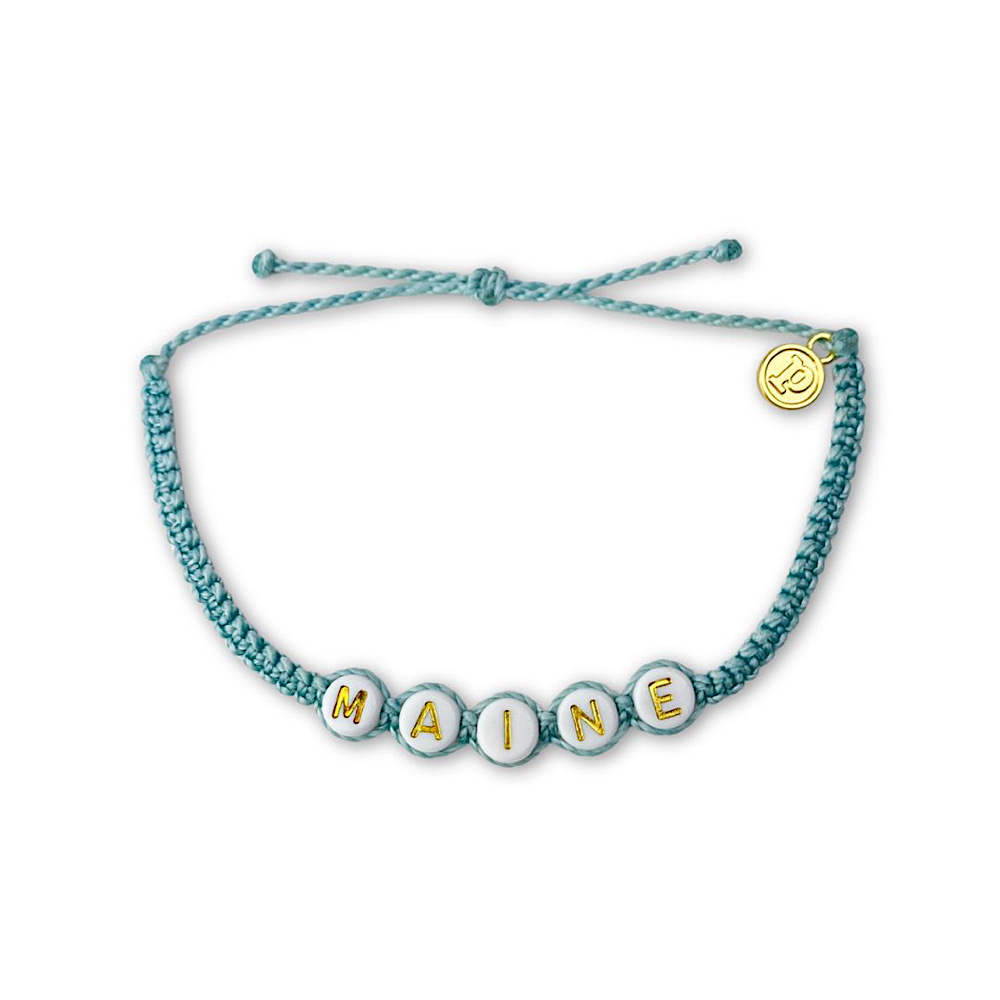 Pura Vida Pura Vida - Alphabet Bead Bracelet - Custom MAINE - Seafoam
