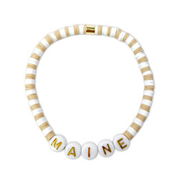 Pura Vida Pura Vida - Vinyl Disc Stretch Bracelet - Custom  MAINE - Neutral