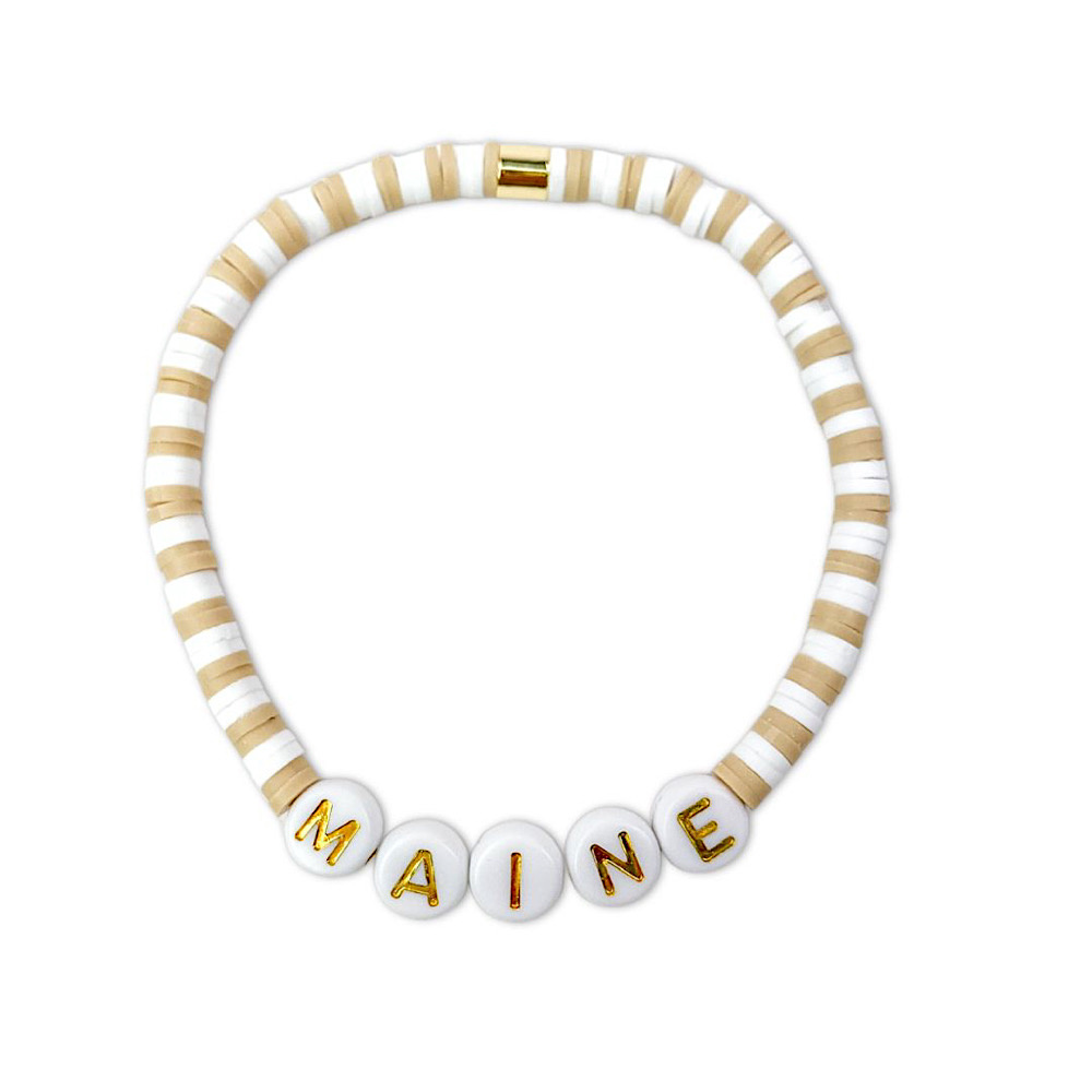 Pura Vida - Vinyl Disc Stretch Bracelet - Custom  MAINE - Neutral