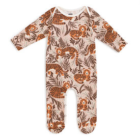 Winter Water Factory Winter Water Factory Long Sleeve Footed Romper - Dreaming  Tigers Pink