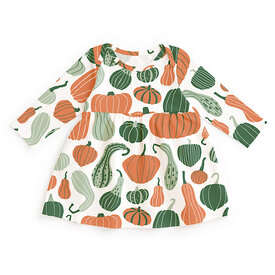 Winter Water Factory Winter Water Factory Lausanne Baby Dress - Gourds & Pumpkins Green & Orange