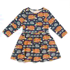 Winter Water Factory Winter Water Factory Calgary Dress - Foxes & Hedgehogs Night Sky