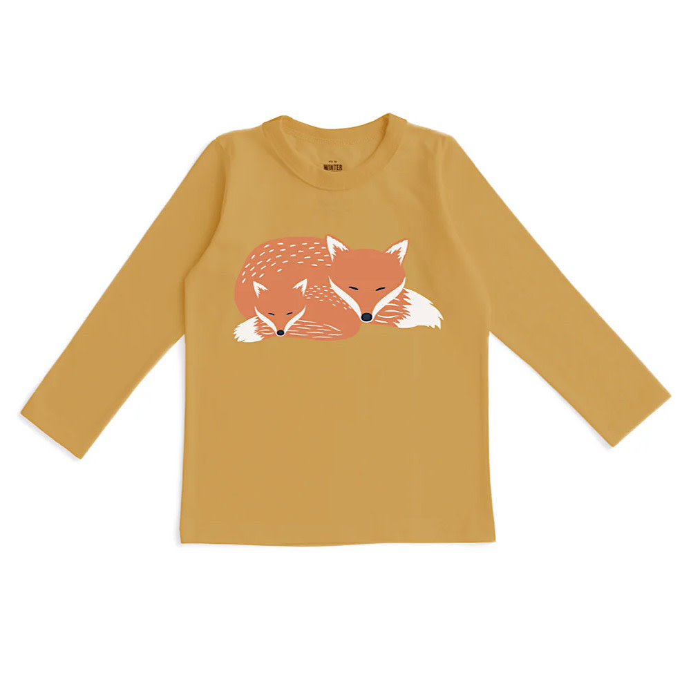 Winter Water Factory Long-Sleeve Graphic Tee - Foxes Ochre