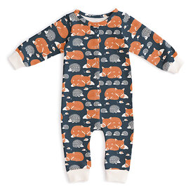 Winter Water Factory Winter Water Factory French Terry Jumpsuit - Foxes & Hedgehogs Night Sky