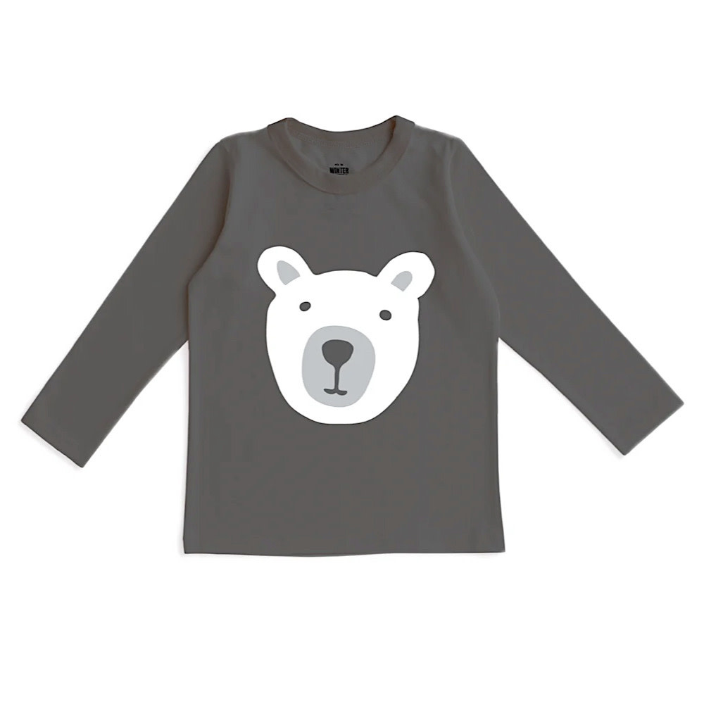 Winter Water Factory Long-Sleeve Graphic Tee - Bear Charcoal